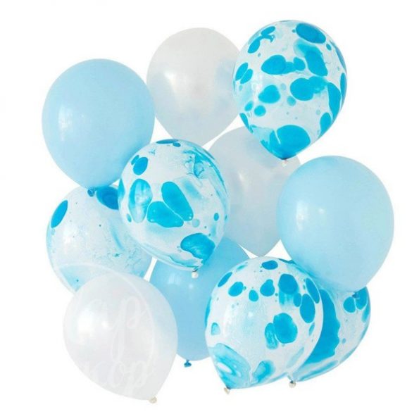 Букет воздушных шаров с гелием Голубой мрамор