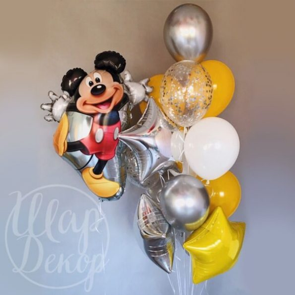 Букет воздушных шаров с гелием Танцующий Микки Маусом
