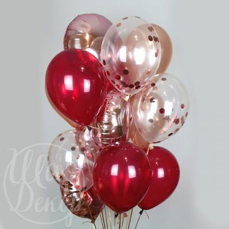 Букет воздушных шаров с гелием Винный и розовое золото