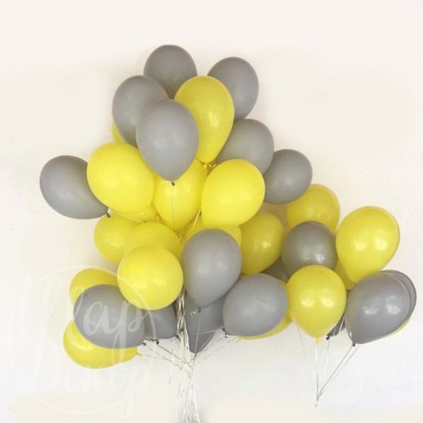 Букет воздушных шаров с гелием Желтый и серый