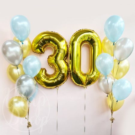 Фонтаны из воздушных шаров с гелием на 30 лет