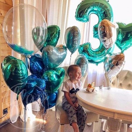 Набор воздушных шаров с гелием мальчику на 3 года