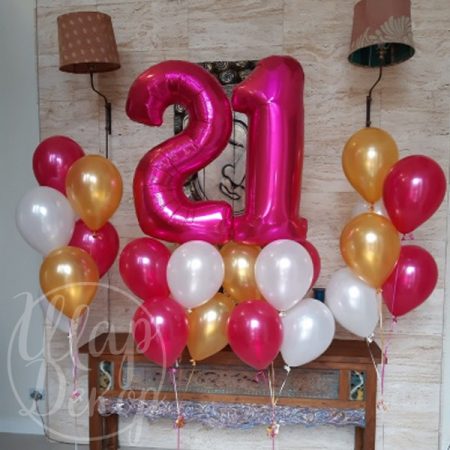 Набор воздушных шаров с гелием на 21 год ярко-розовый