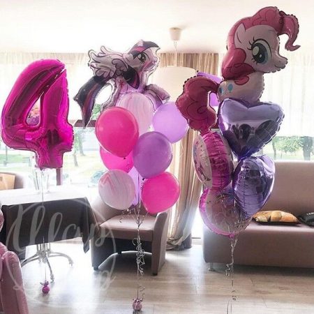 Набор воздушных шаров с гелием на 4 года Пони