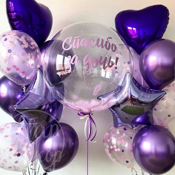 Набор воздушных шаров с гелием на выписку Спасибо за дочь