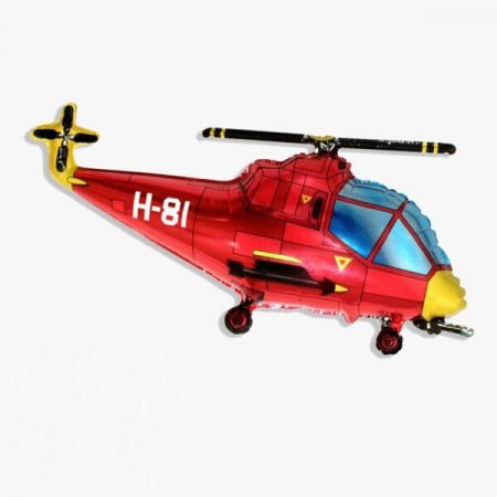 Шар воздушный с гелием Вертолет красный