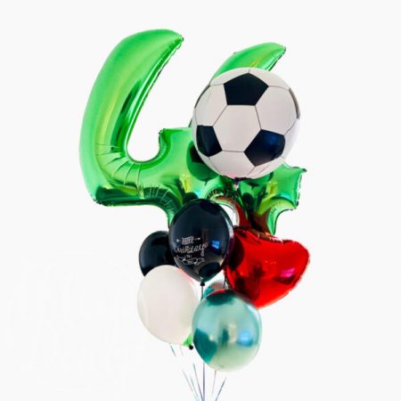 Букет воздушных шаров с гелием Футбольный мяч и цифры
