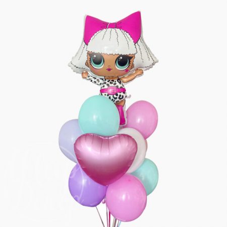 Букет воздушных шаров с гелием с куклой Лол Дива