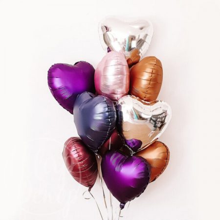 Букет воздушных шаров сгелием 10 шаров сердец
