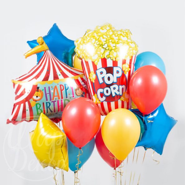 Букет воздушных шаров с гелием Цирк и попкорн