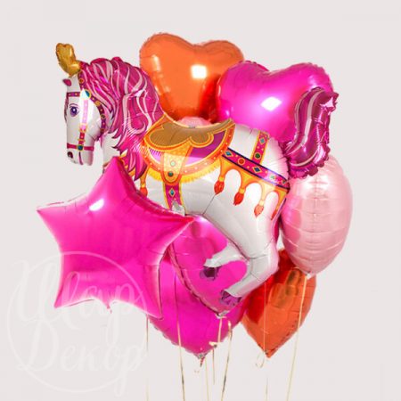 Букет воздушных шаров с гелием Цирковая лошадь