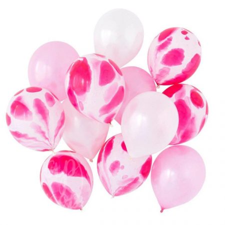Букет из воздушных шаров с гелием Розовый мрамор и белый