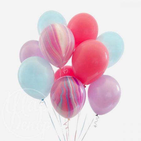 Букет из воздушных шаров с гелием Розовый агат и голубой