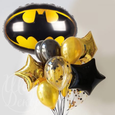 Букет из воздушных шаров с гелием Бэтмен и конфетти