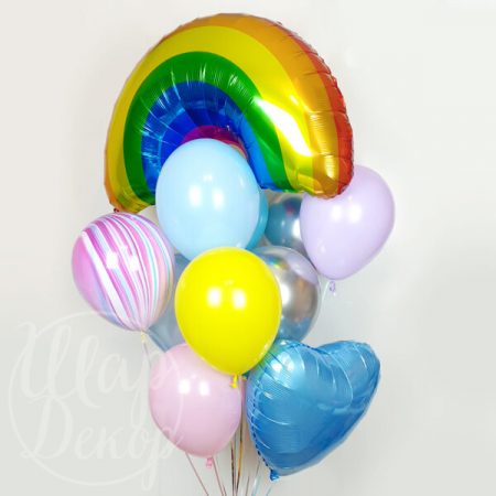 Букет воздушных шаров с гелием Радуга и агаты