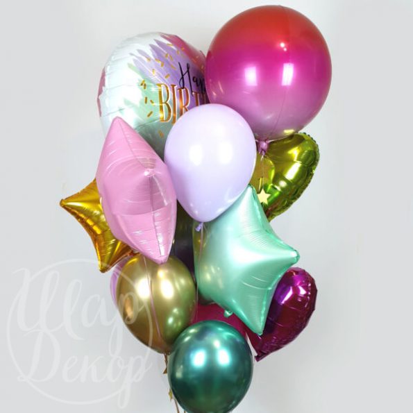 Букет воздушных шаров с гелием Радужные сферы