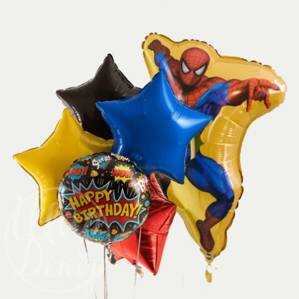 Букет из воздушных шаров с гелием Человек Паук комикс