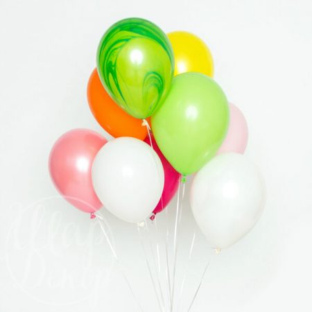 Букет из воздушных шаров с гелием Белый, розовый и зеленый