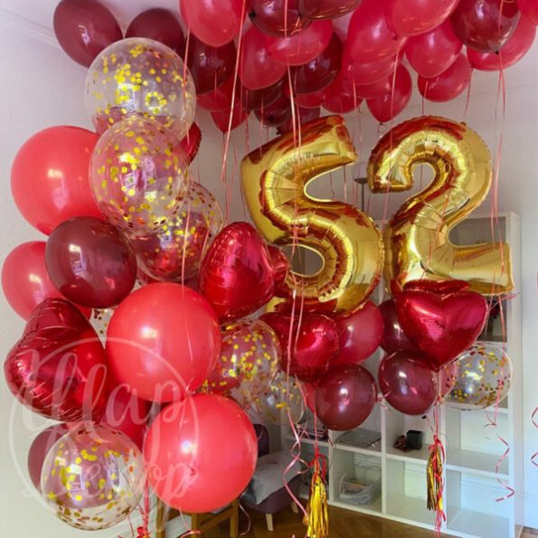 Набор воздушных шаров Красный и цифры золото