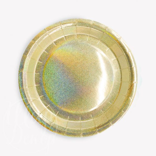 Тарелки бумажные золото голография 6 шт