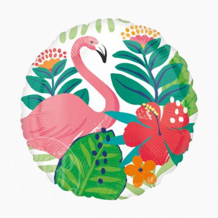 Шар воздушный с гелием круглый Фламинго тропики