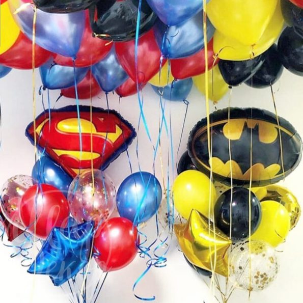 Набор шаров с гелием Бэтмен и Супермен