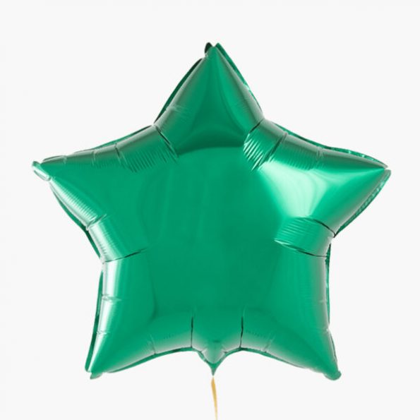 Шар воздушный с гелием звезда зеленый