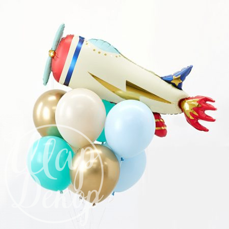 Букет шаров с гелием Самолет ретро