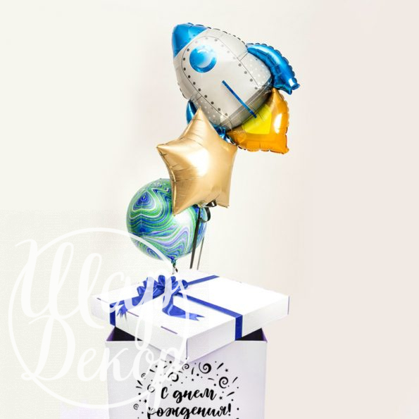 Коробка с воздушными шарами Ракета