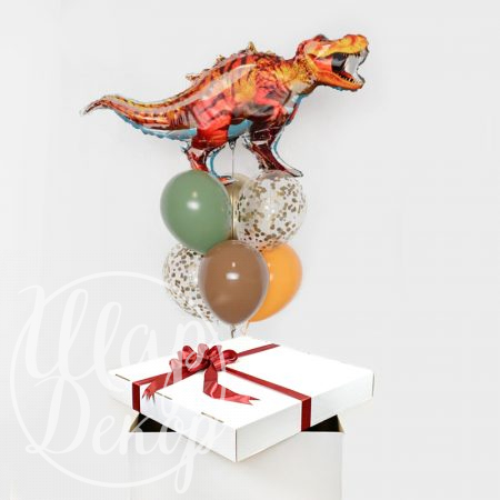 Коробка с воздушными шарами Динозавр красный