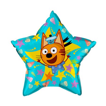 Шар воздушный звезда с гелием Коржик Три кота